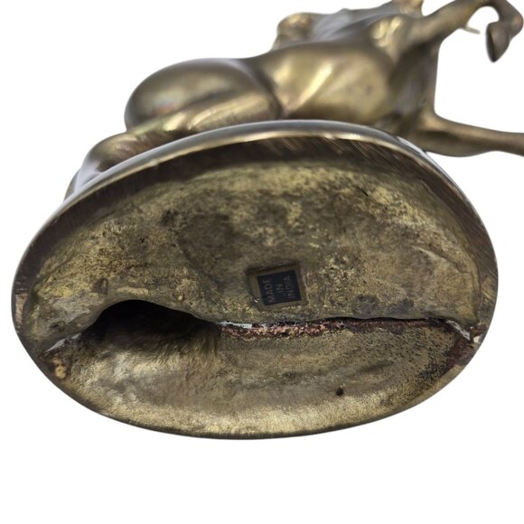 Vintage Brass Rearing Unicorn Figurine With Flowing Mane & Tail - Picture 16 of 16